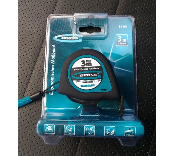 Рулетка 3 м x 16 мм GROSS Ergonomisch 31101 - выгодная цена, отзывы ...