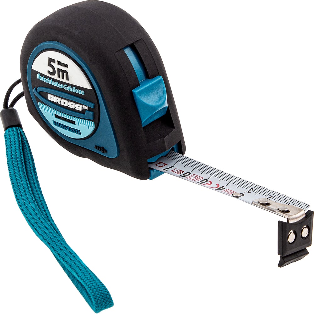 РулеткаGROSSErgonomisch5м,19мм,магнитныйобрезиненныйзацеп31102