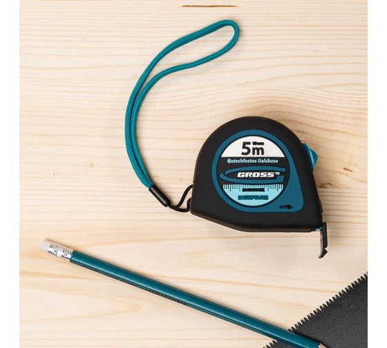 Рулетка GROSS Ergonomisch 5 м, 19 мм, магнитный обрезиненный зацеп 31102
