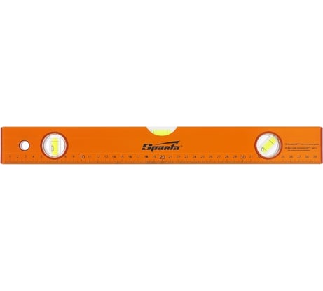 Алюминиевый уровень SPARTA,400 мм,3 глазка, желтый, линейка// 330205