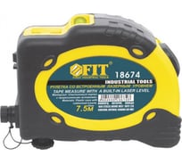 Рулетка-автостоп с лазером 7,5 м х 25 мм FIT 18674