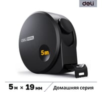 Рулетка DELI Home Series Black HT8519 5 м, 19 мм, эксклюзивный дизайн, корпус высококачественный Софт-тач пластик 104619
