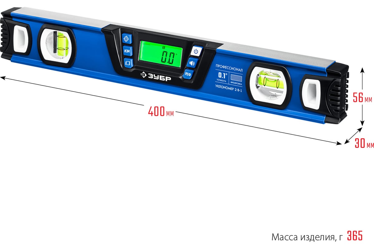Уровень-уклономер ЗУБР Профессионал Горизонт 400 мм 34286