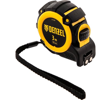 Рулетка Denzel 3 м, 16 мм, автоматическая фиксация, нейлоновое покрытие, магнит. зацеп, двухсторонняя разметка 31520