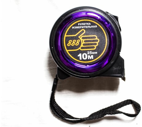 Рулетка 888 Компакт черный, ABS корпус, 10 м, 25 мм 3016707
