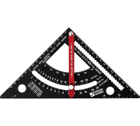 Плотницкий угольник WOODWORK 170 мм, дюймовый, со сдвижным упором, алюминиевый PTR-170