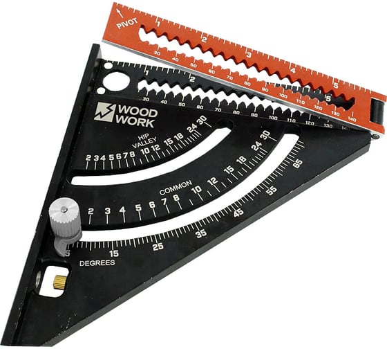 Плотницкий угольник WOODWORK 152 мм, со скользящим упором и удлинителем до 300 мм, алюминиевый PTR-152