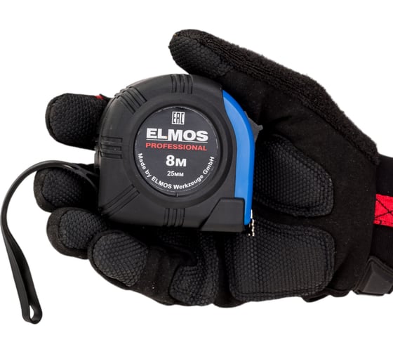 Рулетка Elmos 8 м, 25 мм, магнит, обрезиненная e70 514