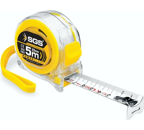 Рулетка SGS 2062 5x25 мм, пластиковый прозрачный корпус 2062SGS