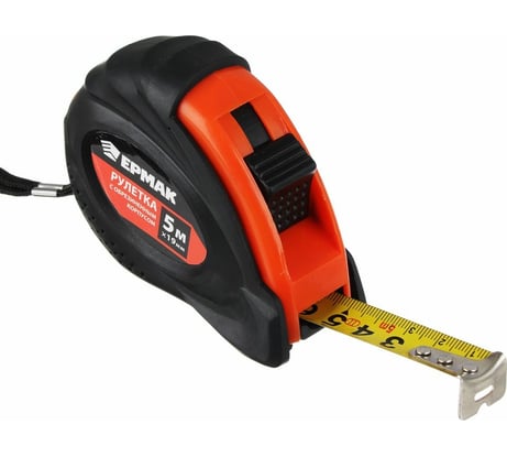 Рулетка ЕРМАК с обрезиненным корпусом, 5 м, 19 мм 658-088