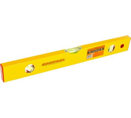 Алюминиевый желтый уровень с линейкой, 3 глазка 400 мм SANTOOL 050202-040