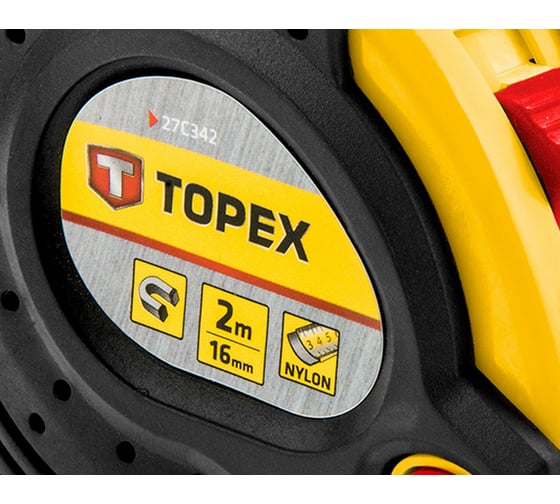 Рулетка TOPEX стальная лента 2 м x 16 мм магнит 2 кнопки паузы 27C342