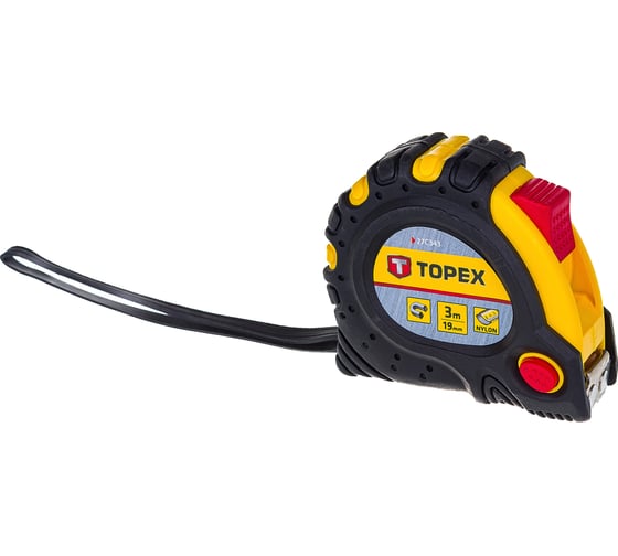 Рулетка TOPEX стальная лента 3 м x 19 мм магнит 2 кнопки паузы 27C343