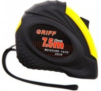Рулетка с двумя фиксаторами в обрезинном корпусе 7.5мх25мм GRIFF 015705