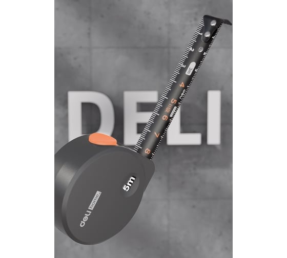 Рулетка DELI home series gray ht8519c 5мх19мм, эксклюзивный дизайн, корпус из софттач пластика, противоскользящая резиновая вставка, подарочная упаковка 112898