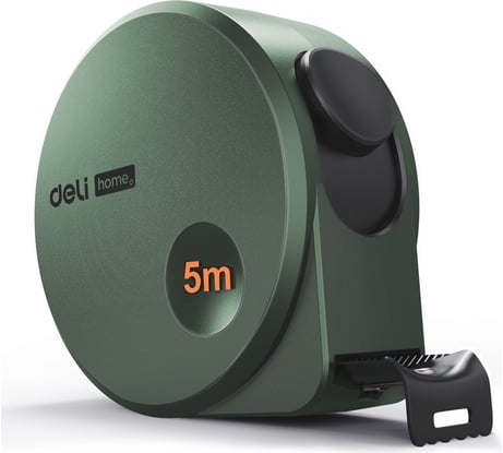 Рулетка DELI home series green ht8519l 5мх19мм, эксклюзивный дизайн, корпус из софттач пластика, противоскользящая резиновая вставка, подарочная упаковка 112897