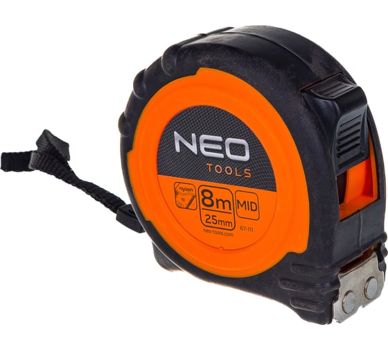 Рулетка NEO Tools стальная двухкомпонентный корпус магнитный крючок 67-111