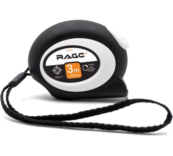 Рулетка RAGE by VIRA с прорезиненным покрытием Soft-Touch автостопор 3 м х 16 мм 100041