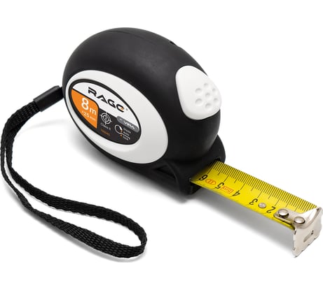 Рулетка RAGE by VIRA с прорезиненным покрытием Soft-Touch автостопом 8 м х 25 мм 100045
