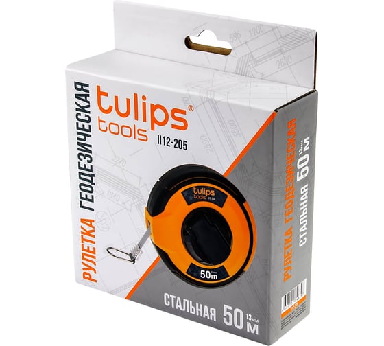 Геодезическая рулетка Tulips Tools сталь, 50 м II12-205