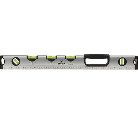 Алюминиевый анодированный уровень Topex 1000 мм 5 глазков 0° 15° 35° 45° 90° с ручкой 29C884