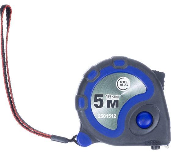Рулетка Toolberg 2501512 5 м, 19 мм, обрезиненный корпус, 3 фиксатора, магнит 90004897604