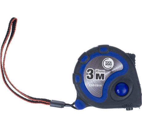 Рулетка Toolberg 2501511 3 м, 16 мм, обрезиненный корпус, 3 фиксатора, магнит 90004897601