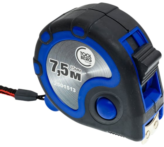 Рулетка Toolberg 2501513 7.5 м, 25 мм, обрезиненный корпус, 3 фиксатора, магнит 90004897605