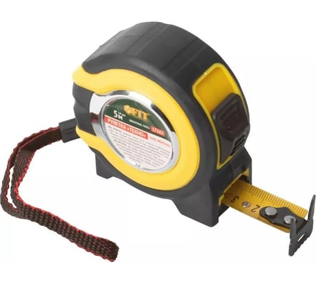 Рулетка FIT "Техно" прорезиненный корпус, двойной стопор, 5 м, 19 мм 17265