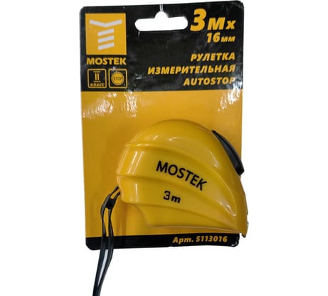 Измерительная рулетка MosTek Autostop 3 м, 16 мм 5113016
