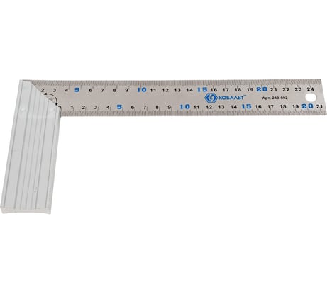 Столярный угольник 250мм, нерж.сталь, алюминиевое основание КОБАЛЬТ 243-592