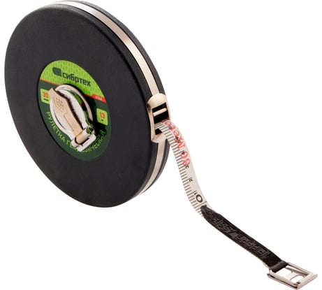 Геодезическая рулетка СИБРТЕХ 30мх13 мм, закрытый корпус, фиберглассовая лента 31262