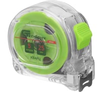 Рулетка СИБРТЕХ Кварц прозрачный корпус, амортизатор, 5 м, 25 мм 32522