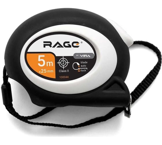 Рулетка RAGE by VIRA с прорезиненным покрытием Soft-Touch автостопом 5 м х 25 мм 100044