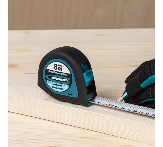 Рулетка GROSS Ergonomisch 8 м, 25 мм, магнитный обрезиненный зацеп 31104