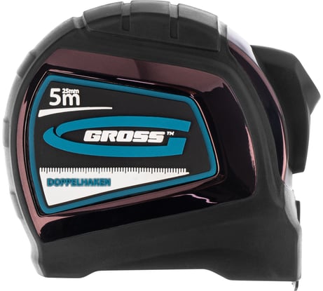 Рулетка Doppelhaken 5мх25мм, двухсторонний зацеп, нейлон, двуст.шкала GROSS 31124