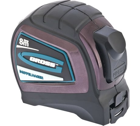 Рулетка Doppelhaken 8мx25мм, двухсторонний зацеп, нейлон, двуст.шкала GROSS 31125