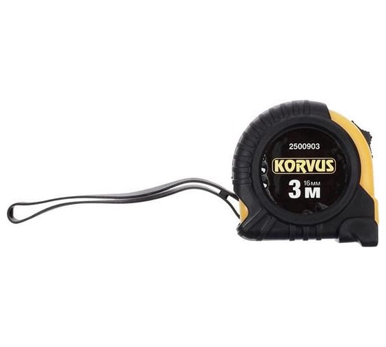 Рулетка Korvus 2500903 3 м, 16 мм, обрезиненный корпус Лк-00005427