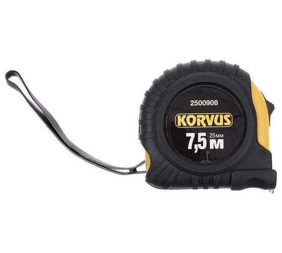 Рулетка Korvus 2500908 7.5 м, 25 мм, обрезиненный корпус Лк-00005429