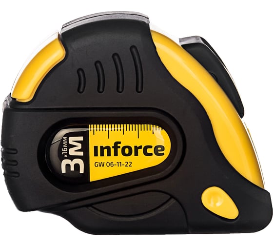 Рулетка 3x16мм, обрезиненная с автостопом Inforce GW 06-11-22