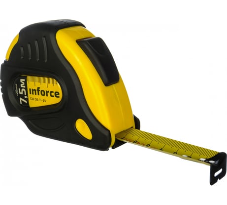 Рулетка 7.5x25мм, обрезиненная с автостопом Inforce GW 06-11-24