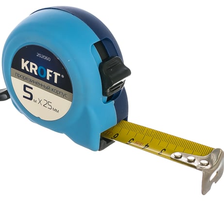Рулетка KROFT 5мх25мм прорезиненный корпус 202060