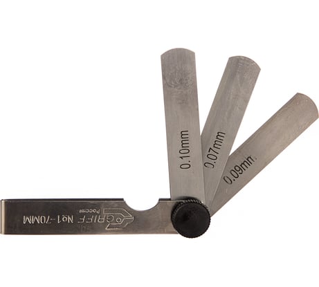 Набор щупов №1 GRIFF 0.02-0.1 мм, 9 пластин, длина 70 мм D127005
