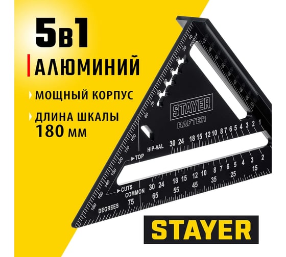 Универсальный кровельный угольник STAYER Rafter 5-в-1 170 мм 34306-17
