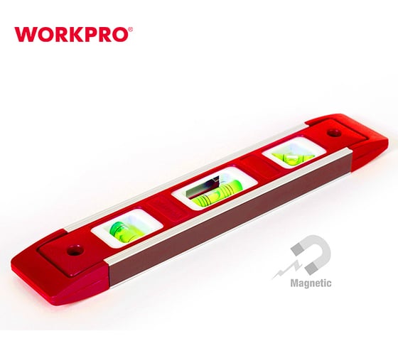 Уровень WORKPRO Торпедо 225 мм, магнитный, 3 глазка WP262026