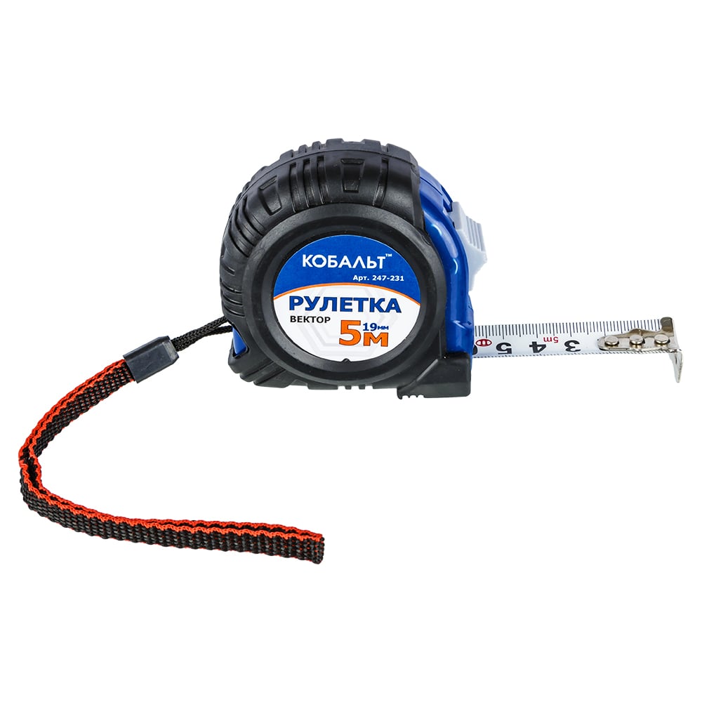 Рулетка (5 м x 19 мм, обрезиненный корпус) КОБАЛЬТ Вектор 247-231 ...