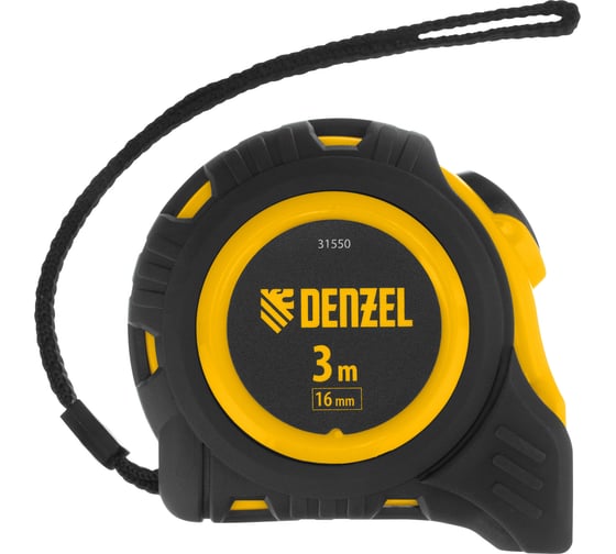 Рулетка Denzel 3 м, 16 мм, обрезиненный корпус, автоматическая фиксация 31550 1