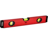 Уровень, 3 глазка, красный корпус, магнитная полоса, ручки, шкала 400 мм FIT IT Бизон 18141