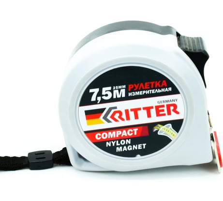 Измерительная рулетка RITTER Compact 7.5 м, 25 мм, магнит, двухсторонняя, нейлон HT503725