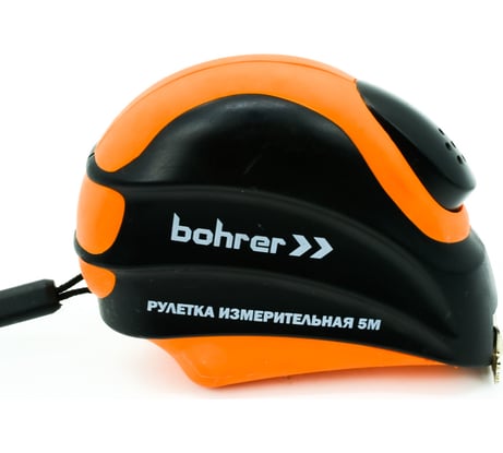 Измерительная рулетка BOHRER Комфорт 5 м, 19 мм, автостоп, магнитный зацеп, обрезиненный ударопрочный корпус 41040519